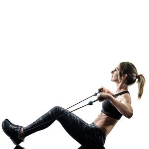 woman working out with resistance bands