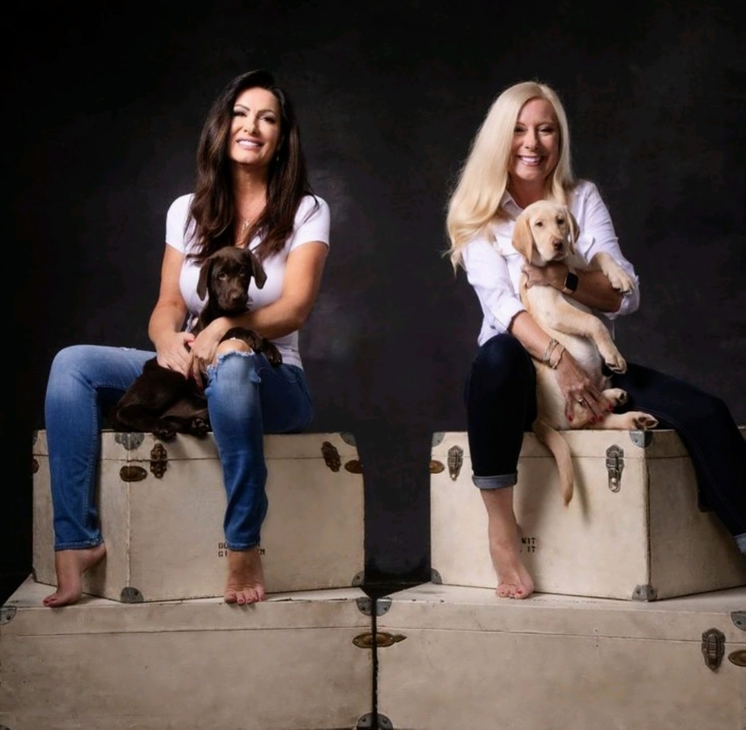 Christen and Elizabeth with their dogs