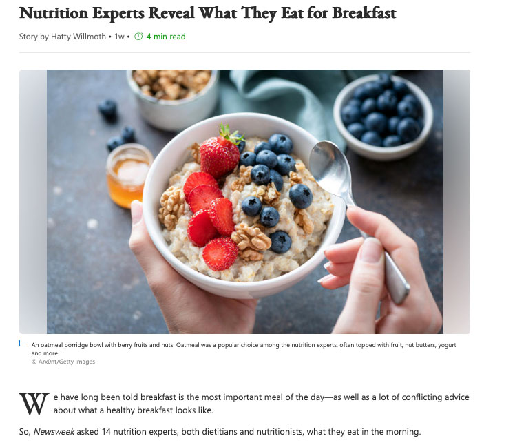 Health Reporter News - Nutrition Experts Reveal What They Eat for Breakfast